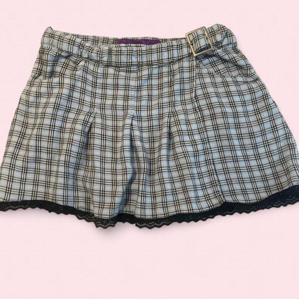 Baby Blue And Black Plaid School Girl Skirt‎